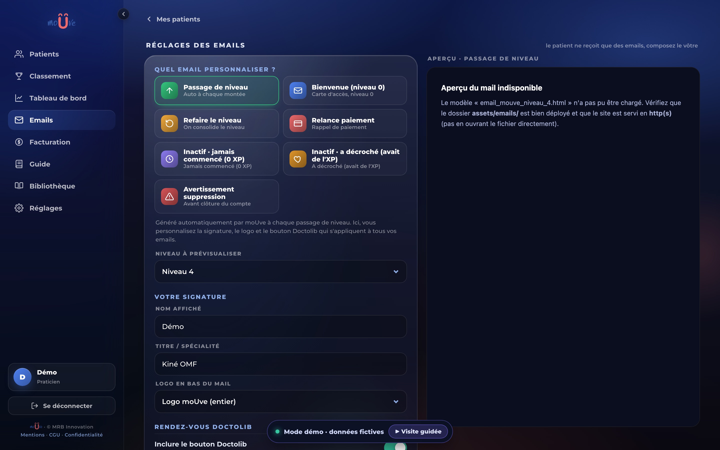 Personnalisation des emails moUve
