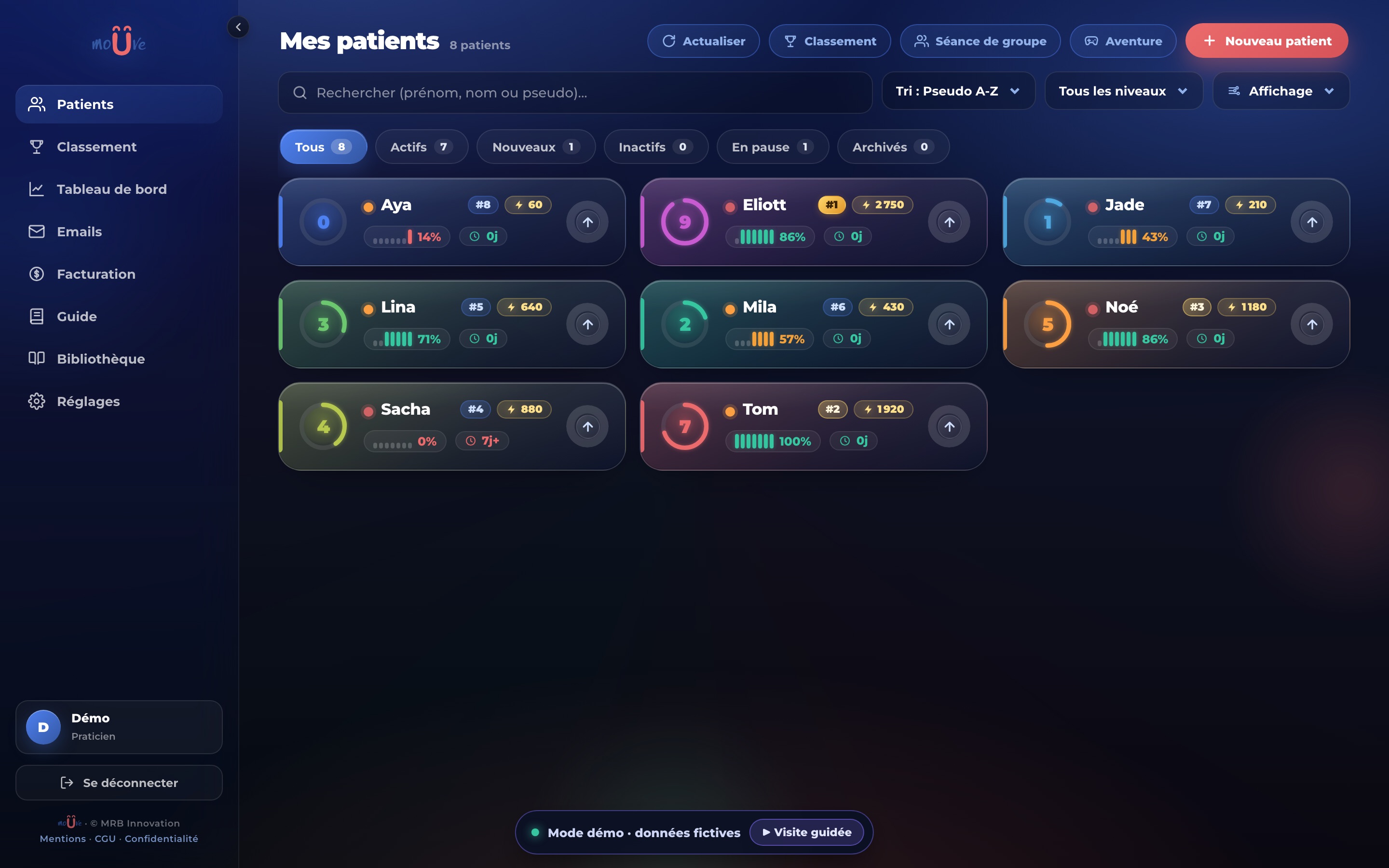 Interface praticien moUve